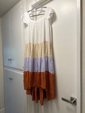 Egoiste colorful hi-lo striped dress - size medium